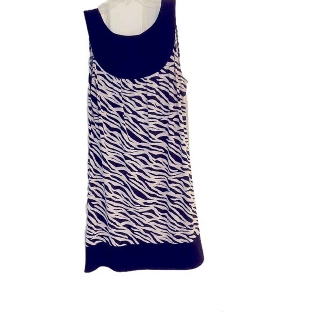 Wrapper Zebra Animal Print B/W Dress, Sleeveless, Black Yoke Small Poly/Spandex